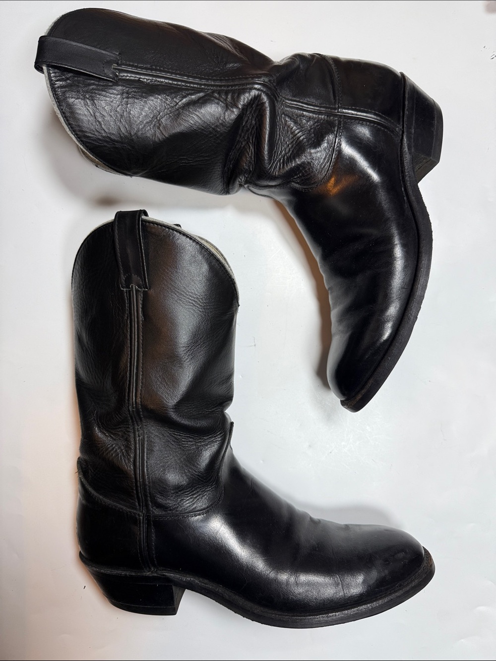 Justin Men’s Black Leather Vintage Tobias 12” Cowboy Boots S-549 Sz 12B
